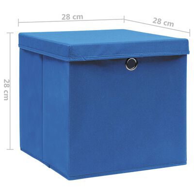 vidaXL opbevaringskasser med låg 10 stk. 28x28x28 cm blå