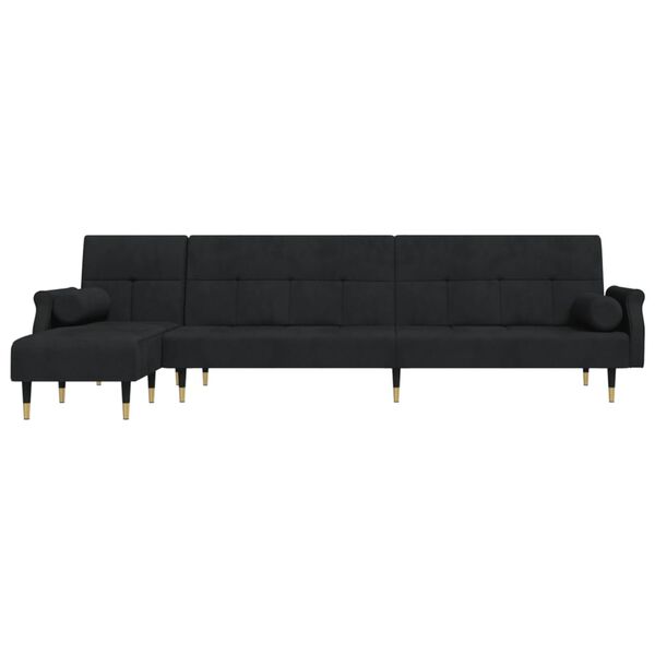vidaXL L-formet sovesofa 271x140x70 cm velour sort