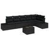 vidaXL Havesofa S&aelig;t med pude 7 pcs Sort polyrattan