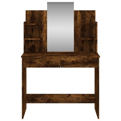vidaXL makeupbord med spejl 96x39x142 cm røget egetræsfarve