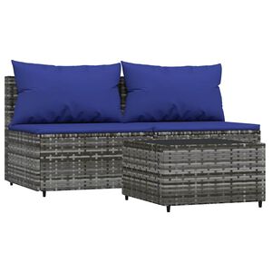 vidaXL lounges&aelig;t til haven 3 dele med hynder polyrattan gr&aring;