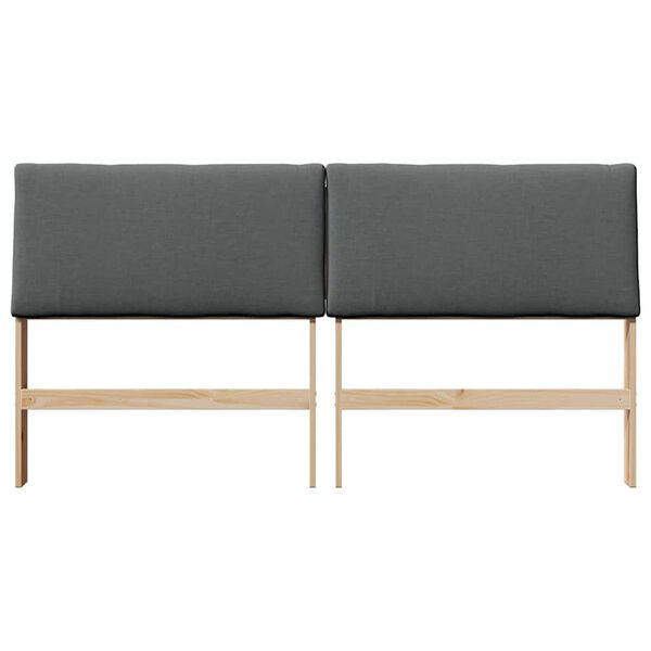 vidaXL Polstret sengegavl M&oslash;rkegr&aring; 200 cm Massiv fyrretr&aelig;