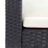 vidaXL 3-personers havesofa med hynder polyrattan sort
