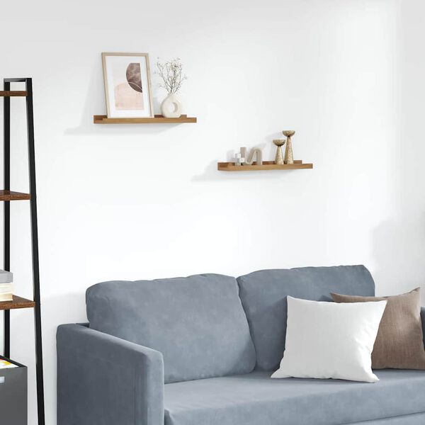 vidaXL V&aelig;ghylde med hylde 2 pcs Brun 40 x 9 x 3 cm Konstrueret tr&aelig;