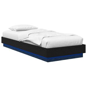 vidaXL Senge ramme med LED Sort eg 80 x 200 cm Konstrueret tr&aelig;
