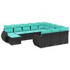 vidaXL 11-delt havesofas&aelig;t med hynder sort polyrattan