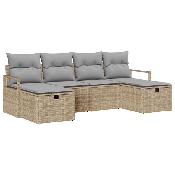 vidaXL Sofa S&aelig;t med pude 5 pcs polyrattan