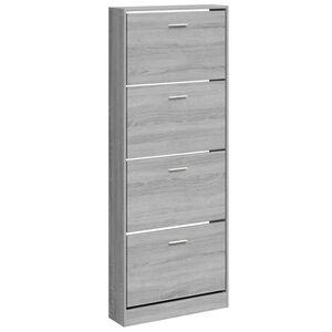 vidaXL skoskab 59x17x150 cm konstrueret tr&aelig; gr&aring; sonoma-eg