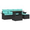 vidaXL Havesofa S&aelig;t med pude med opbevaring 6 pcs Sort polyrattan