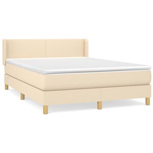 vidaXL kontinentalseng med madras 140x190 cm stof cremefarvet