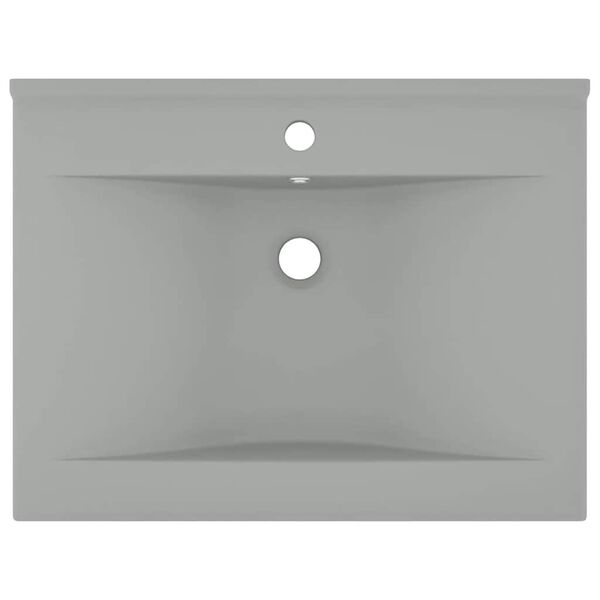 vidaXL luksuri&oslash;s h&aring;ndvask m. vandhanehul 60x46 cm keramik mat lysegr&aring;