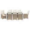vidaXL Have Spisebordss&aelig;t med pude 9 pcs Beige polyrattan