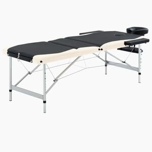 vidaXL sammenfoldeligt massagebord aluminiumsstel 3 zoner sort beige
