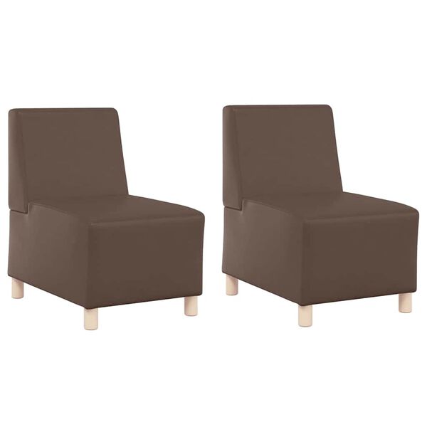 vidaXL Modulsofa enhed uden arme 2 pcs Brun 55 x 74 x 82 cm Faux l&aelig;der