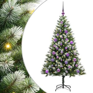 vidaXL Kunstigt H&aelig;ngslet Juletr&aelig; med Flocked Sne Gr&oslash;n og hvid 150 cm