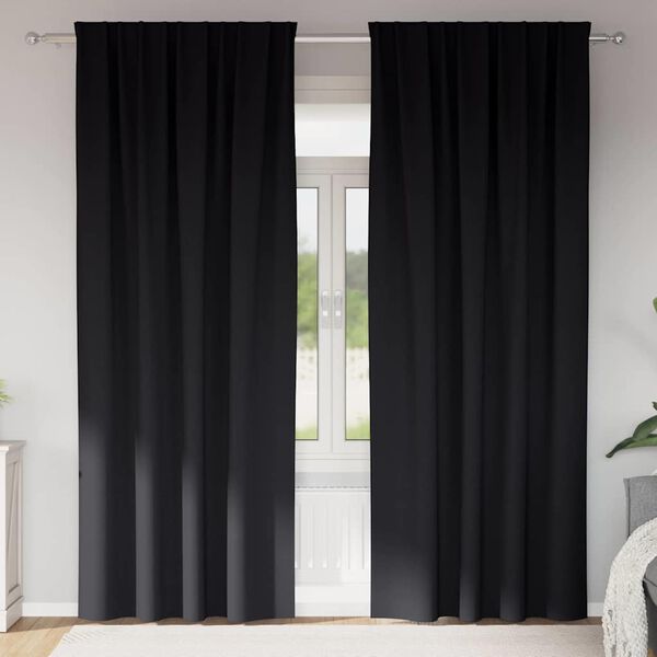 vidaXL M&oslash;rkl&aelig;gningsgardiner med ringe 2 pcs Sort 245 x 140 cm