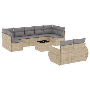 vidaXL sofas&aelig;t til haven 10 dele med hynder polyrattan beige
