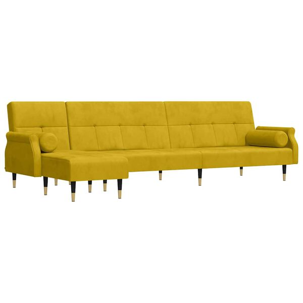 vidaXL L-formet sovesofa 271x140x70 cm velour gul