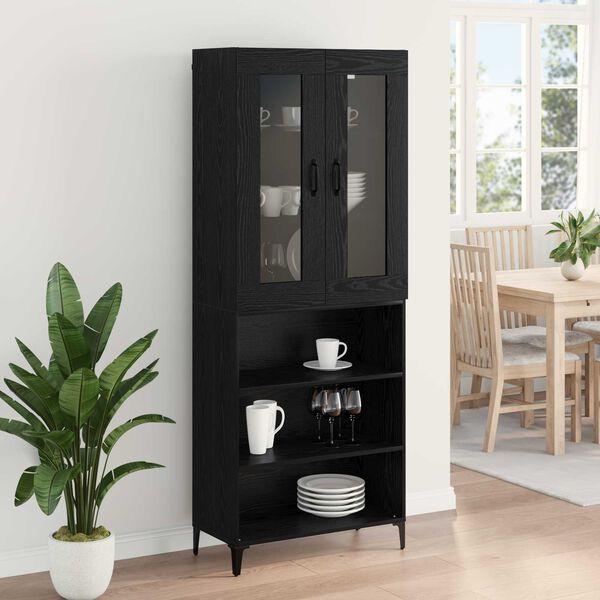 vidaXL Highboard Sort eg 69,5 x 34 x 180 cm Konstrueret tr&aelig;
