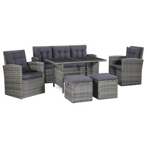 vidaXL havelounges&aelig;t 6 dele med hynder polyrattan gr&aring;