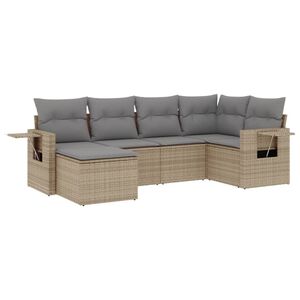 vidaXL sofas&aelig;t til haven 6 dele med hynder polyrattan beige