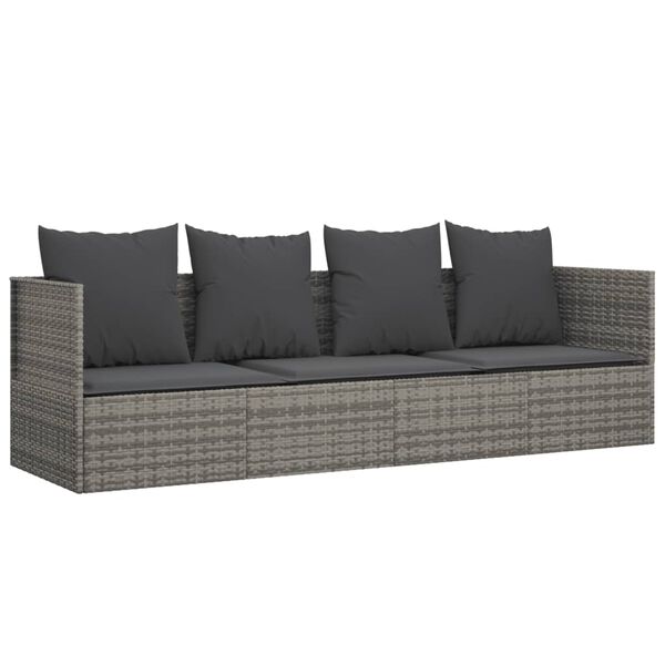 vidaXL udendørs loungesofa med hynder polyrattan grå