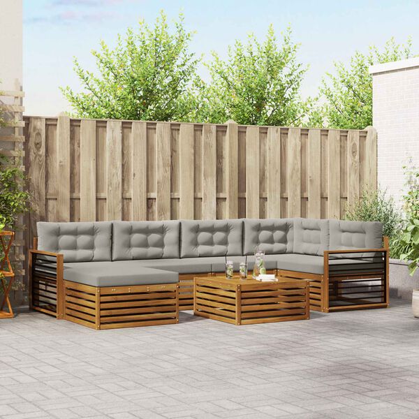 vidaXL Udend&oslash;rs sofagruppe med pude 7 pcs Naturlig og Lys Gr&aring;