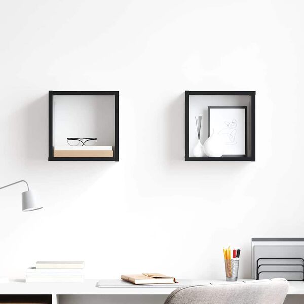 vidaXL v&aelig;ghylder 2 stk. 26x15x26 cm kubeformet sort h&oslash;jglans