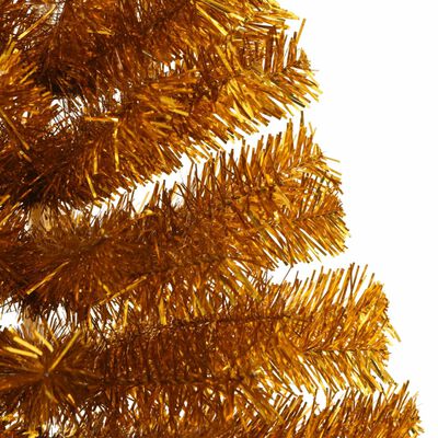 vidaXL kunstigt halvt juletræ med juletræsfod 150 cm PET guldfarvet