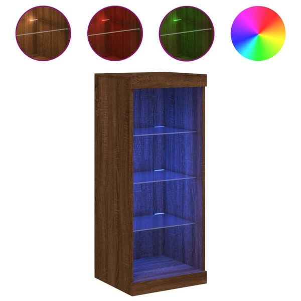 vidaXL skænk med LED-lys 41x37x100 cm røget egetræsfarve