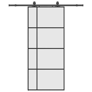 vidaXL skyded&oslash;r med hardwares&aelig;t 90x205 cm ESG glas sort
