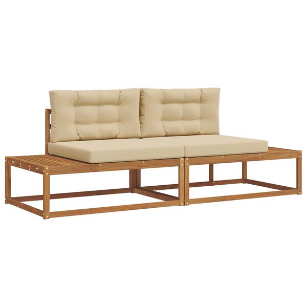 vidaXL Udend&oslash;rs sofagruppe med pude 2 Stk Naturlig og Beige