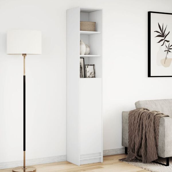 vidaXL reol med LED-lys 36x32,5x200 cm konstrueret træ hvid