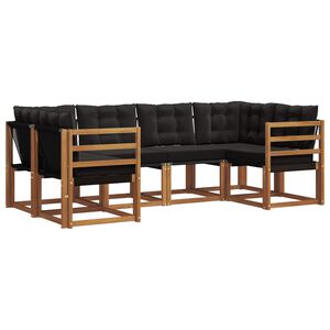 vidaXL Udend&oslash;rs sofagruppe med pude 6 pcs Naturlig og sort