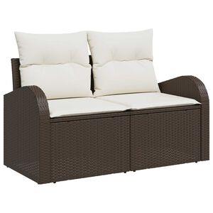 vidaXL Sofa S&aelig;t med pude med opbevaring 6 pcs Brun og hvid polyrattan
