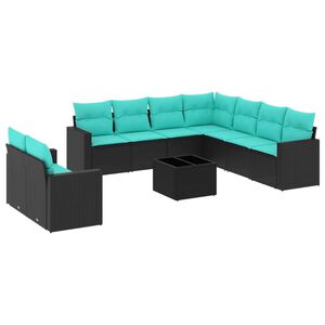 vidaXL sofas&aelig;t til haven 10 dele med hynder polyrattan sort