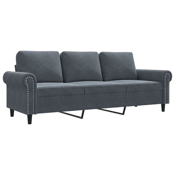 vidaXL 3-personers sofa 180 cm fl&oslash;jl m&oslash;rkegr&aring;
