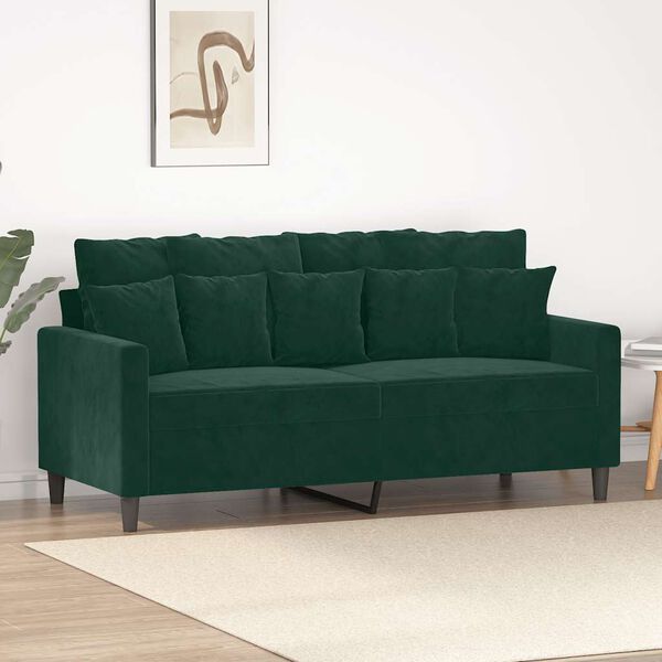 vidaXL 2-personers sofa 140 cm fløjl mørkegrøn