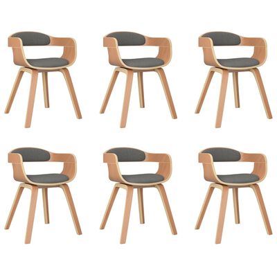 vidaXL spisebordsstole 6 stk. bøjet træ og stof lysegrå