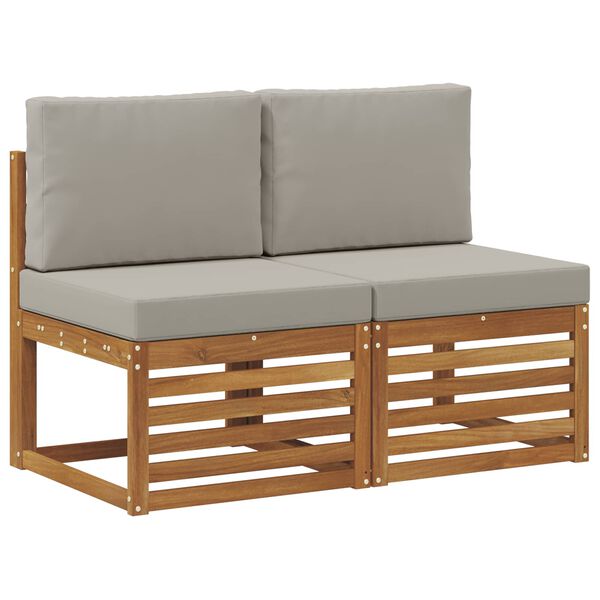 vidaXL 2 Stk Udend&oslash;rs Mellem Sofa Massivt Akacietr&aelig; Naturfarvet