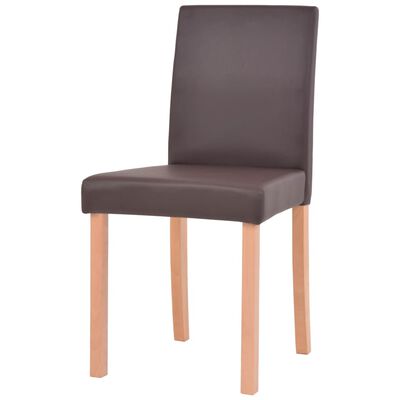 vidaXL spisebord og -stole 7 dele kunstlæder egetræ brun