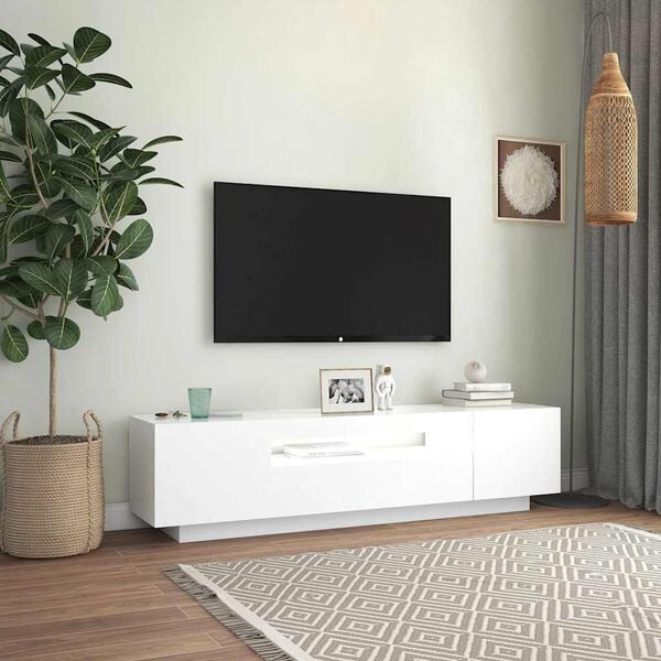 vidaXL tv-skab med LED-lys 160x35x40 cm hvid