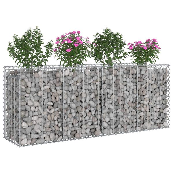 vidaXL Gabion h&oslash;jbed 2 pcs S&oslash;lv 200 x 50 x 80 cm Galvaniseret st&aring;l