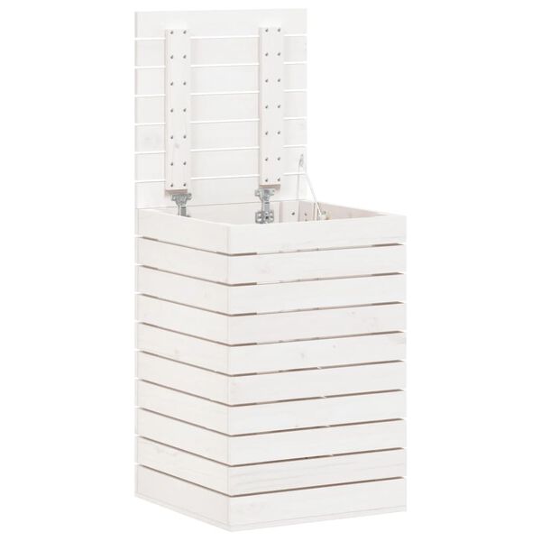 vidaXL vasketøjskurv 44x44x66 cm massivt fyrretræ hvid