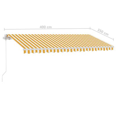 vidaXL markise m. LED-lys 400x350 cm manuel betjening gul og hvid