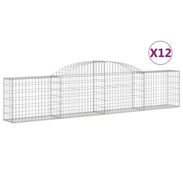 vidaXL buede gabionkurve 12 stk. 300x30x60/80 cm galvaniseret jern