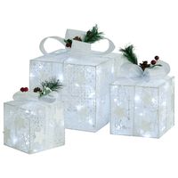 vidaXL dekorative julegaveæsker 3 stk. udendørs/indendørs hvid