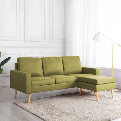 vidaXL 3-personers sofa med fodskammel stof grøn