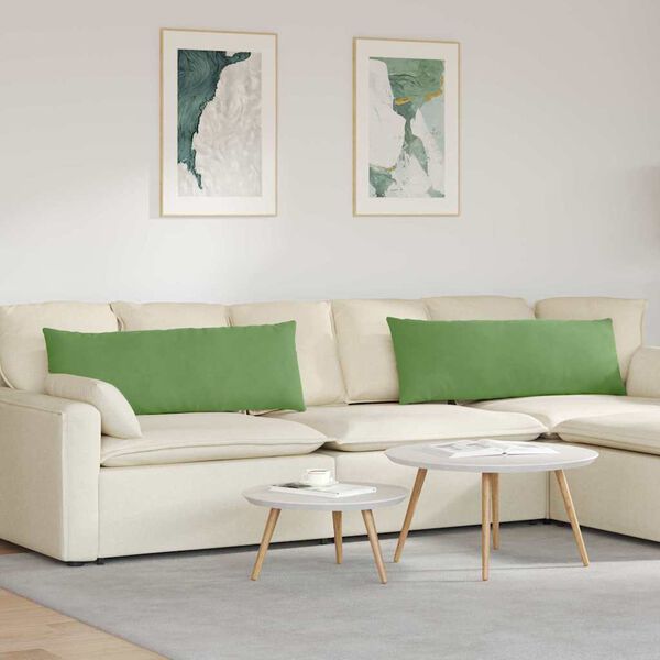 vidaXL Sofapuder 2 pcs Lysegr&oslash;n 120 x 40 cm Velourstof