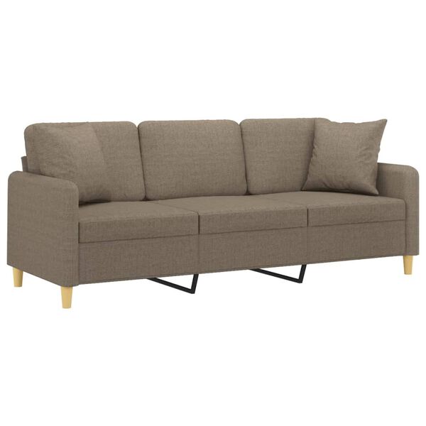 vidaXL 3-personers sofa med puder og hynder 180 cm stof gr&aring;brun